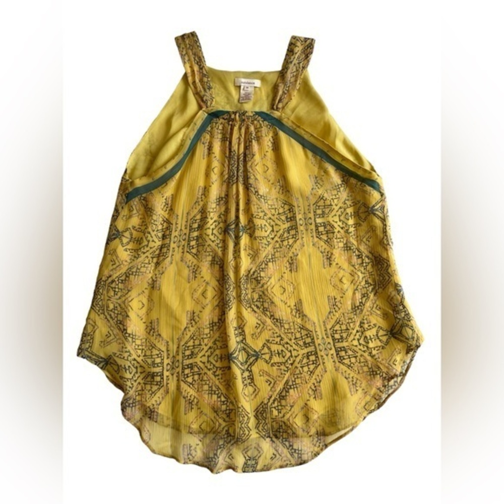 Sundance Mustard and Teal Sleeveless Blouse